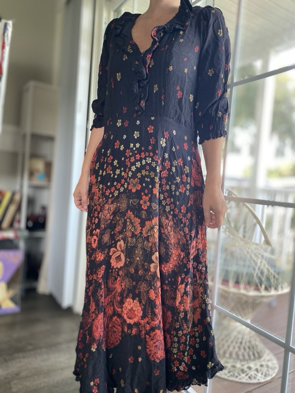 Free People Talsey Boho Floral Maxi Dress Women’s S P Romantic Bohemian